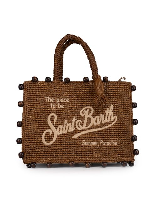Borsa Colette in rafia con perline di legno Marrone Mc2 Saint Barth | COLETTE RAFFIA01109H BEADS 19 EMB